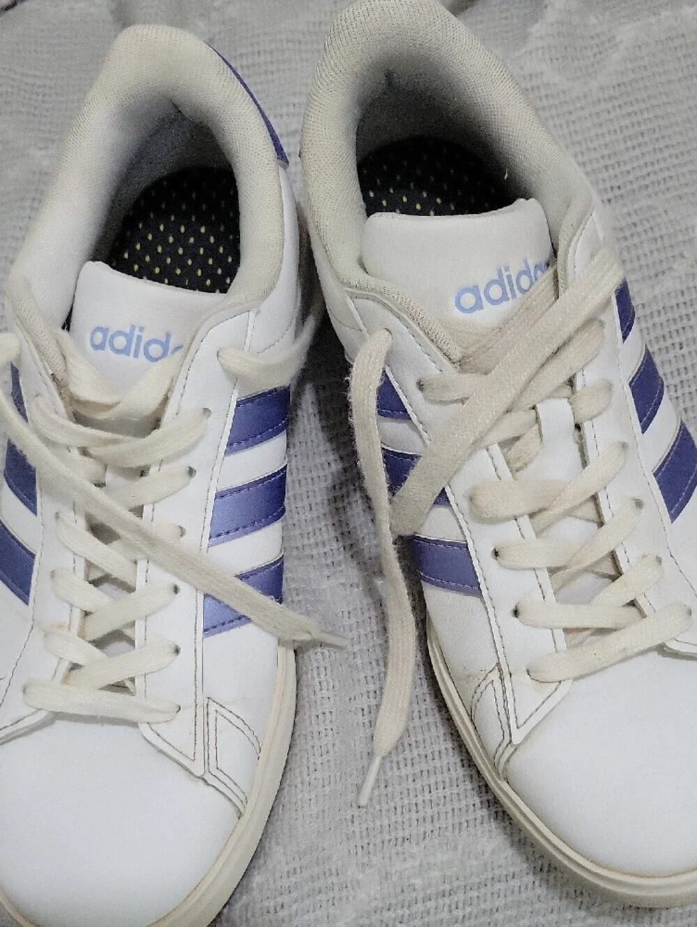 Adidas Grand Court 2.0 Sneakers -White/Blue Spark Metallic- Women's 8.5